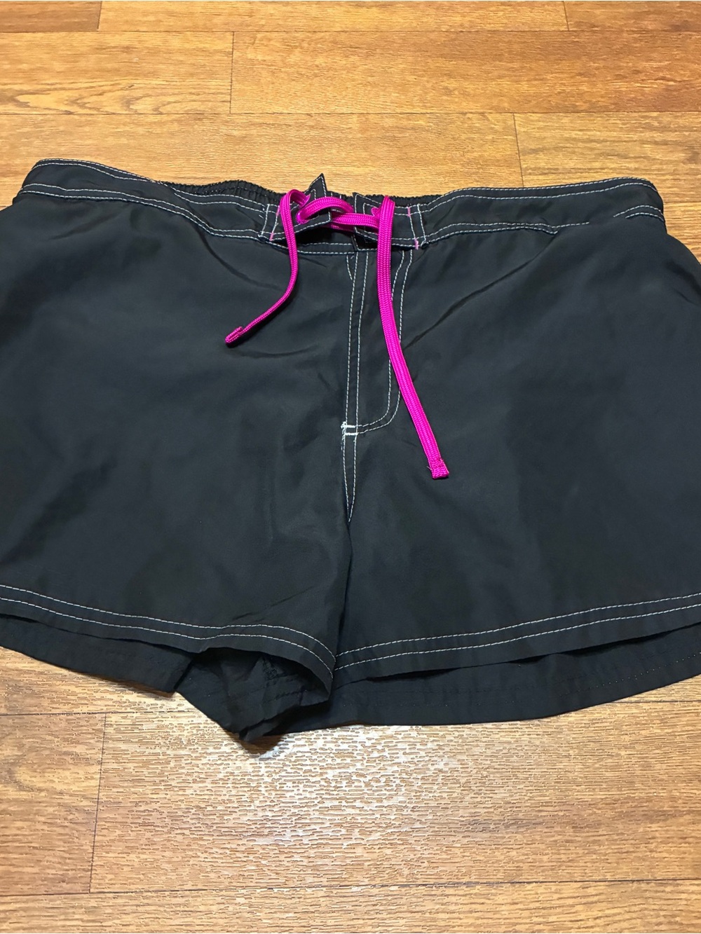 Women's Black Swim/Board Shorts with Pink Drawstring Size 14